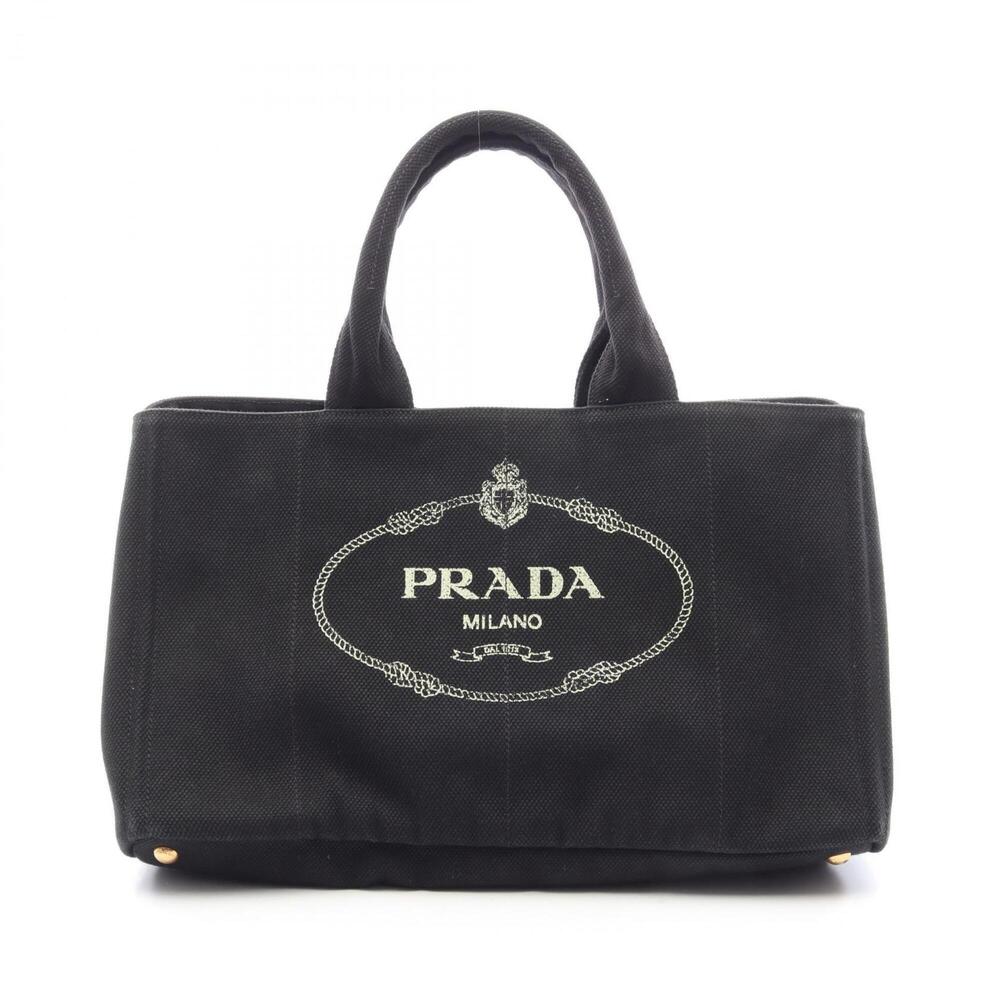 Prada DENIM CANAPA Tote Bag Handbag, Canvas, Women's, Black